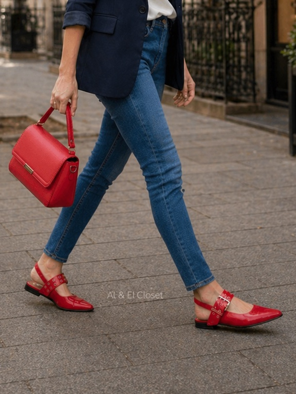 Steve Madden Smokee Red Slingback Flats | Silver Buckle Detail Sz 6 Vegan NWB